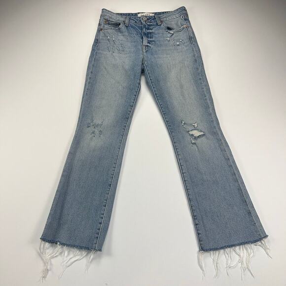 Trave Colette Kick Flare Distressed Jeans Fray Hem Wild Thing Wash Size 25 - Picture 2 of 15